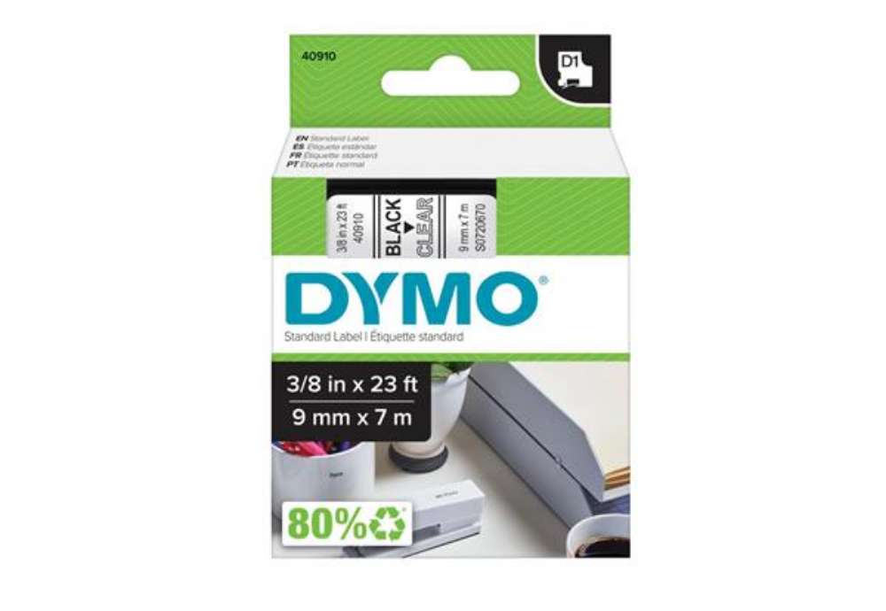 Immagine di Nastro D1 standard 409100 - 9 mm x 7 mt - PL - nero/trasparente - Dymo