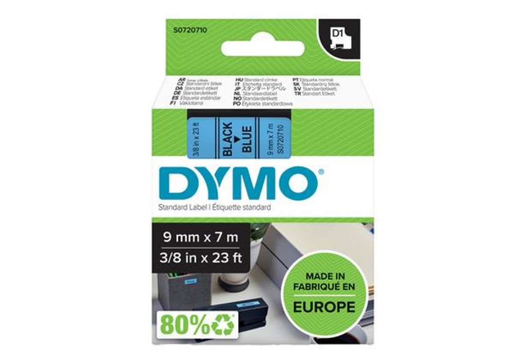 Immagine di Nastro D1 standard 409160 - 9 mm x 7 mt - PL - nero/blu - Dymo