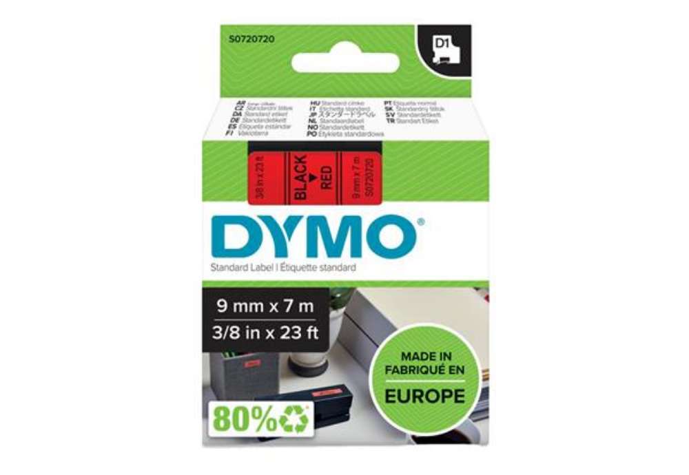 Immagine di Nastro D1 standard 409170 - 9 mm x 7 mt - PL - nero/rosso - Dymo