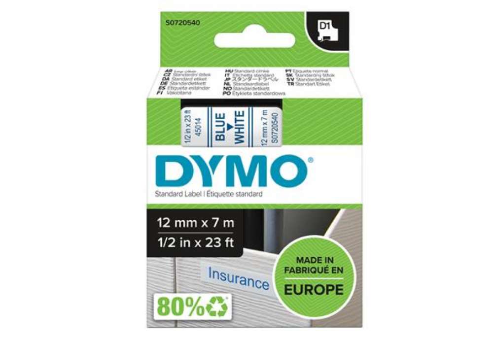Immagine di Nastro D1 standard 450140 - 12 mm x 7 mt - PL - blu/bianco - Dymo