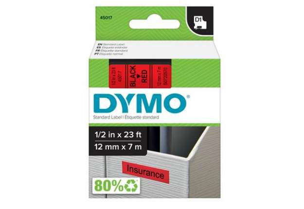 Immagine di Nastro D1 450170 - 12 mm x 7 mt - nero/rosso - Dymo