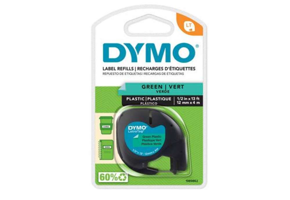 Immagine di Nastro Letratag 912040 - 12 mm x 4 mt - plastica - verde - Dymo