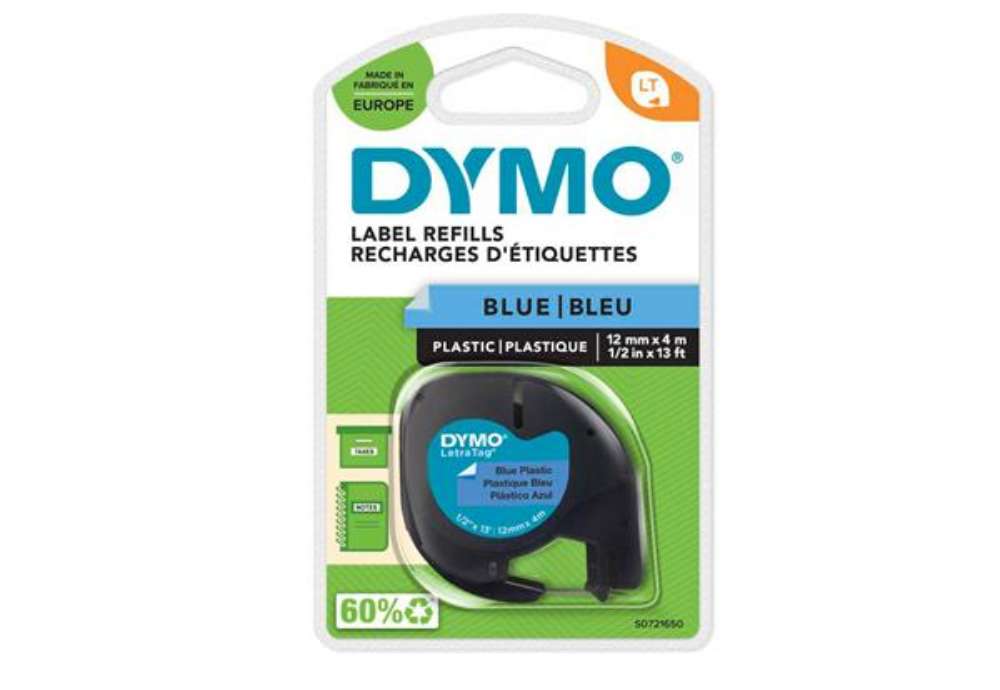 Immagine di Nastro Letratag 912050 - 12 mm x 4 mt - plastica - blu - Dymo