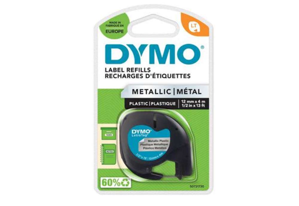 Immagine di Nastro Letratag 912080 - 12 mm x 4 mt - metallo - argento - Dymo