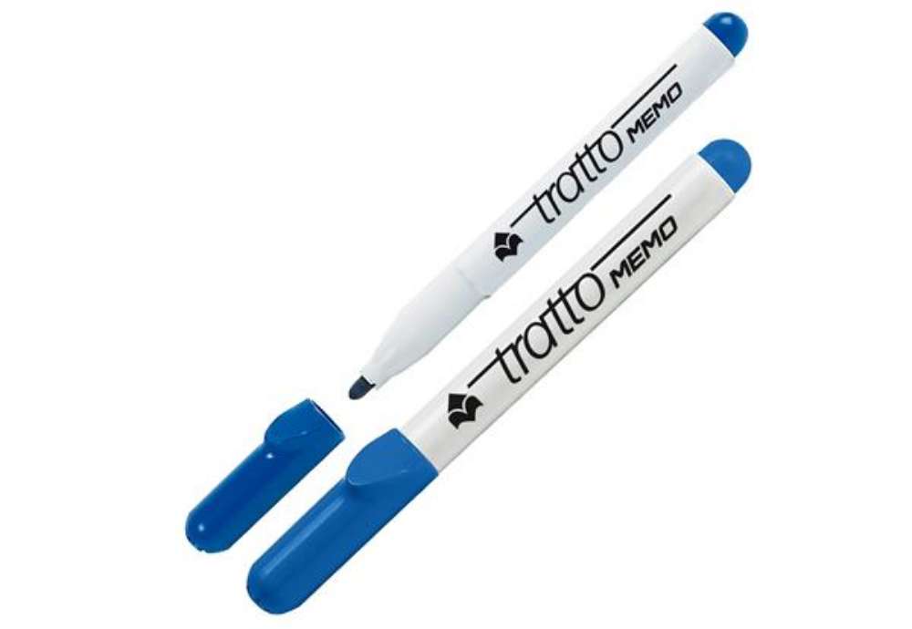 Immagine di Pennarello Tratto Memo - a secco - per lavagne cancellabili - punta conica - tratto 2,5 mm - blu - T