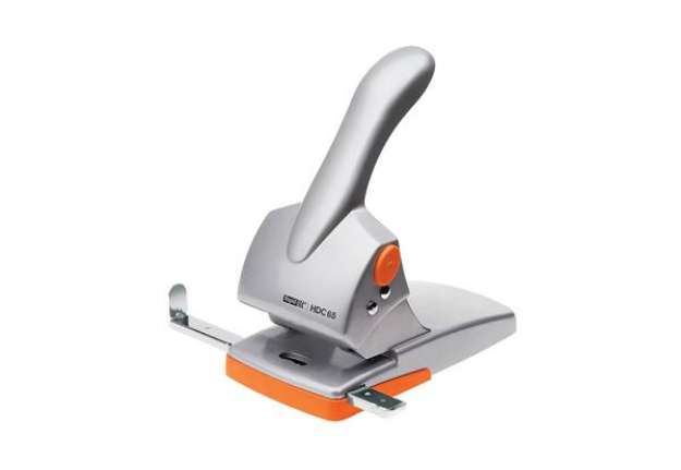 Immagine di Perforatore HDC65 - max 65 fogli - 2 fori - passo 8 cm - argento/arancio - Rapid