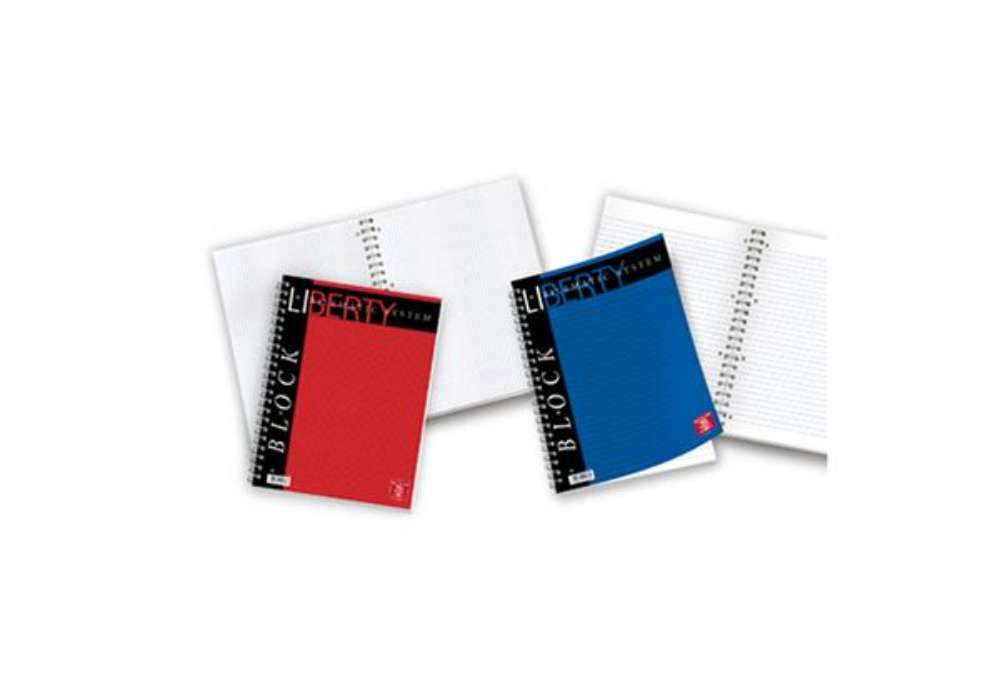 Immagine di Blocco Liberty Block spiralato - 22x29,7cm - 4 fori - microperforato - 70 gr - 80 fg - 1 rigo - Pign