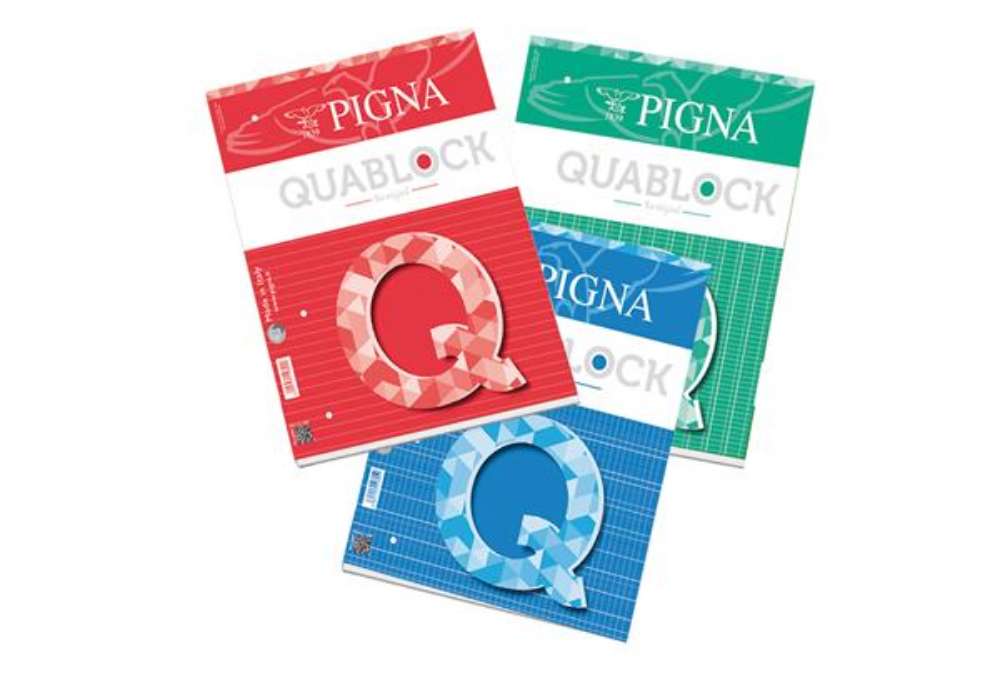 Immagine di Blocco Quablock Original - collato - A4 - 4 mm - 80 gr - 50 fogli - 4 fori - Pigna