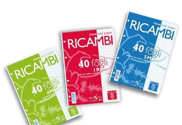 Immagine di Ricambi forati Quaxima - A5 - 1 rigo - 80 gr - 40 fogli - Pigna