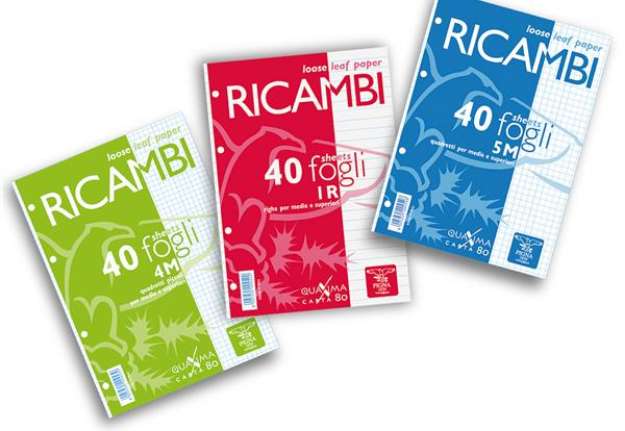 Immagine di Ricambi forati Quaxima - A4 - 10 mm - 80 gr - 40 fogli - Pigna
