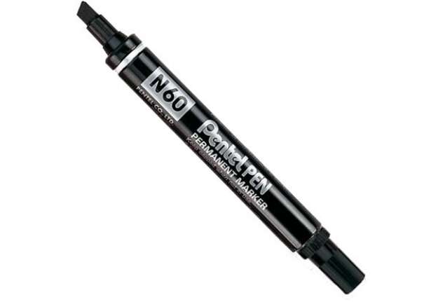 Immagine di Marcatore permanente N60 - punta scalpello - nero - Pentel