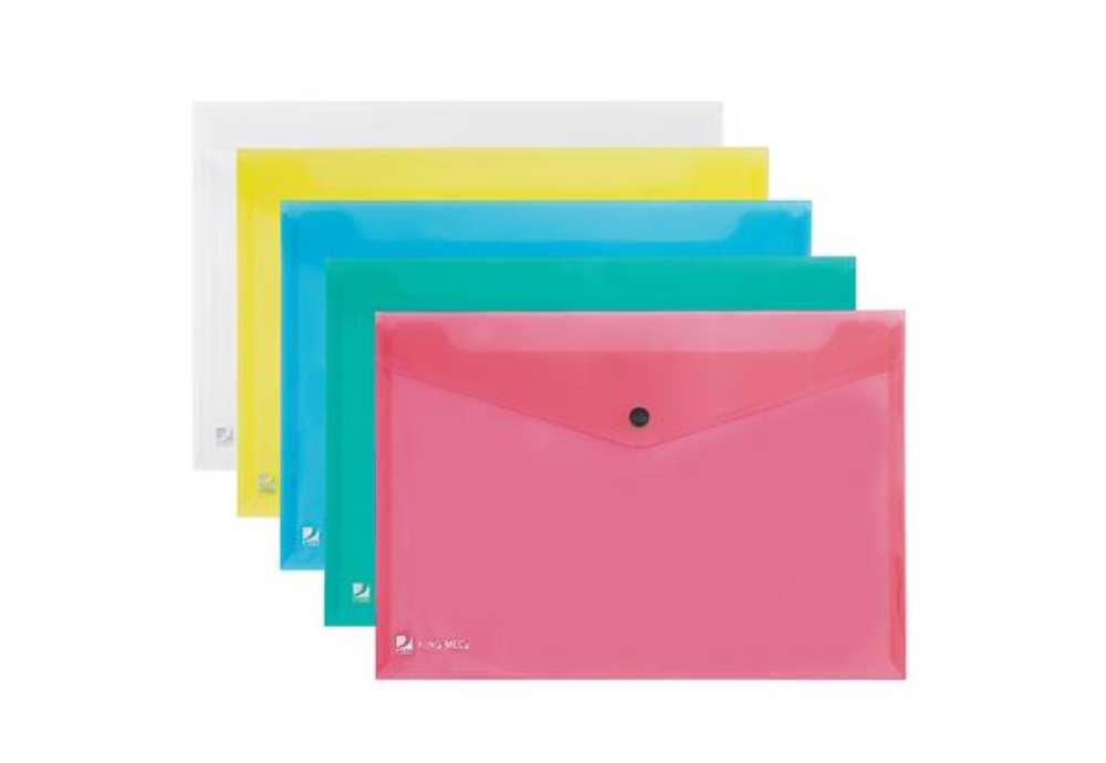 Immagine di Busta con bottone Pull - A4 - PP - colori assortiti - King Mec
