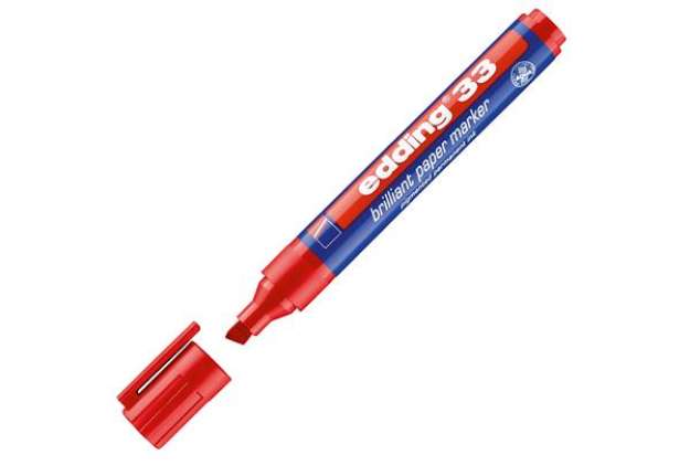 Immagine di Marcatore permanente 33 - punta scalpello - da 1 a 5 mm - rosso - Edding