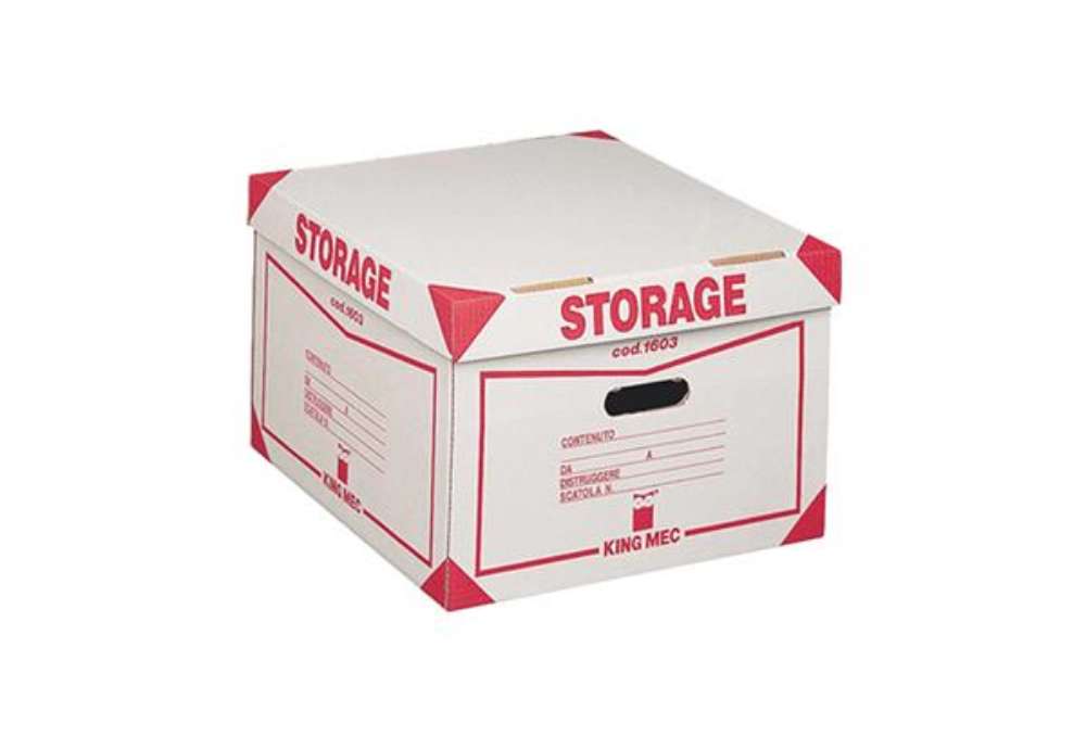 Immagine di Scatola Storage - con coperchio - 38,5 x 26,4 x 39,7 cm - bianco e rosso - Esselte Dox