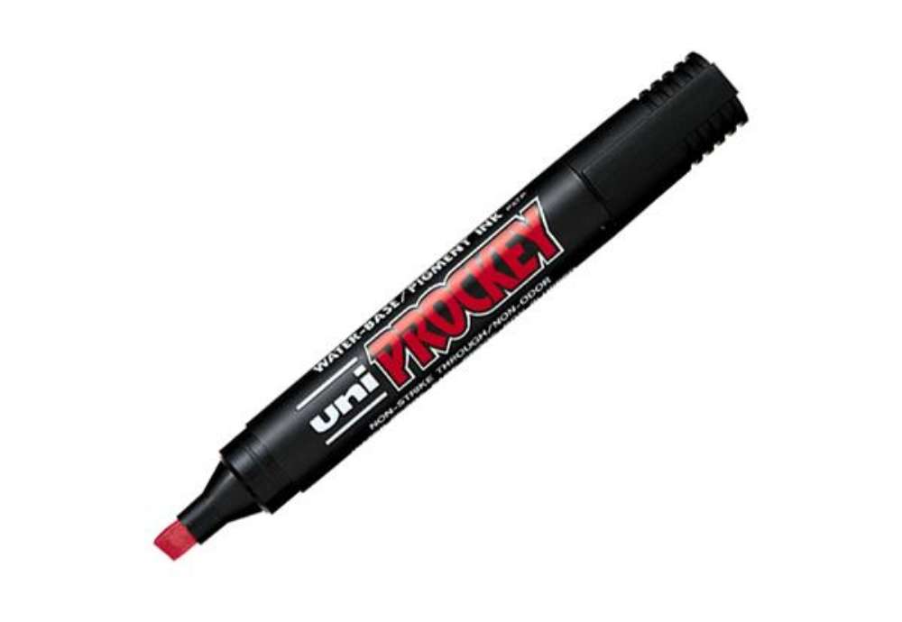 Immagine di Marcatore Uni Prockey M126 - punta a scalpello da 1,00-5,70mm - rosso - Uni Mitsubishi