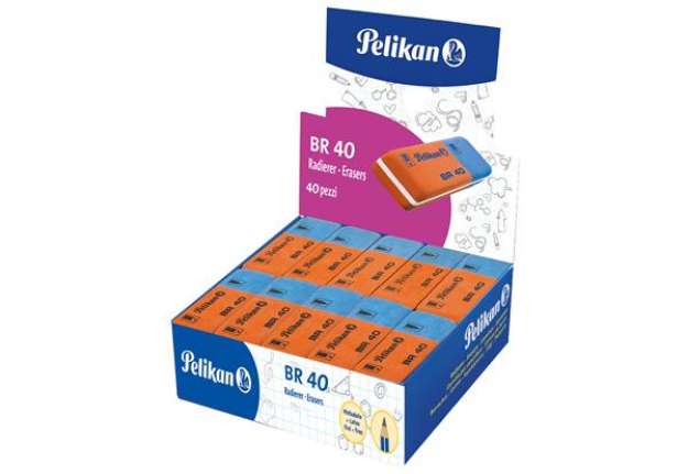 Immagine di Gomma BR40 - blu e rossa - Pelikan - conf. 40 pezzi