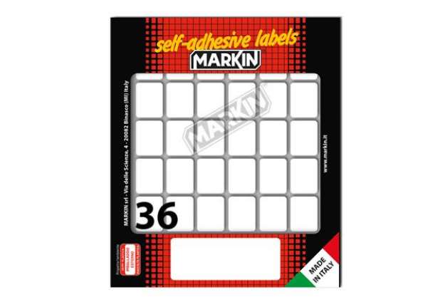 Immagine di Etichette adesive - in carta - permanenti - 22 x 17 mm - 36 et/fg - 10 fogli - bianco - Markin