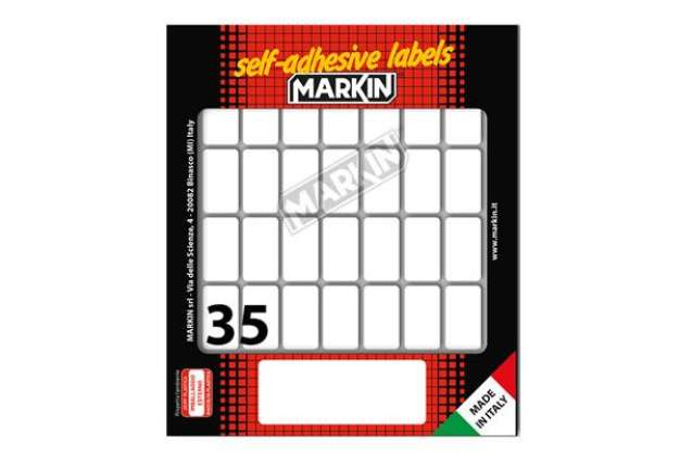Immagine di Etichette adesive - in carta - permanenti - 27 x 15 mm - 35 et/fg - 10 fogli - bianco - Markin