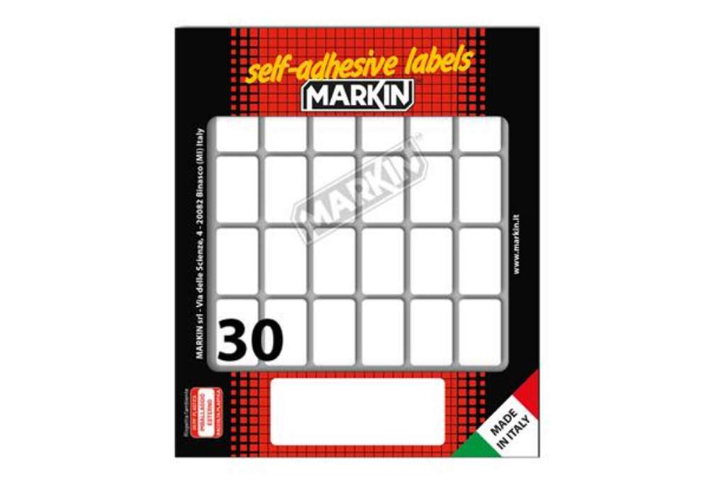 Immagine di Etichette adesive - in carta - permanenti - 27 x 17 mm - 30 et/fg - 10 fogli - bianco - Markin