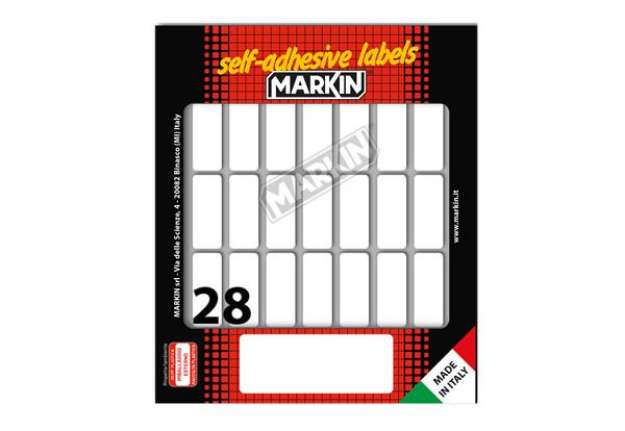 Immagine di Etichette adesive - in carta - permanenti - 34 x 14 mm - 28 et/fg - 10 fogli - bianco - Markin