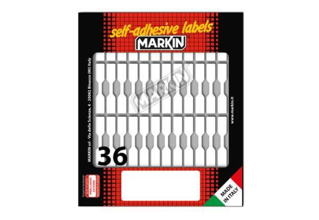 Immagine di Etichette adesive - in carta - permanenti - 46 x 8 mm - 36 et/fg - 10 fogli - bianco - Markin