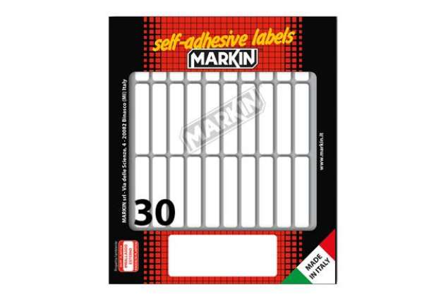 Immagine di Etichette adesive - in carta - permanenti - 46 x 10 mm - 30 et/fg - 10 fogli - bianco - Markin