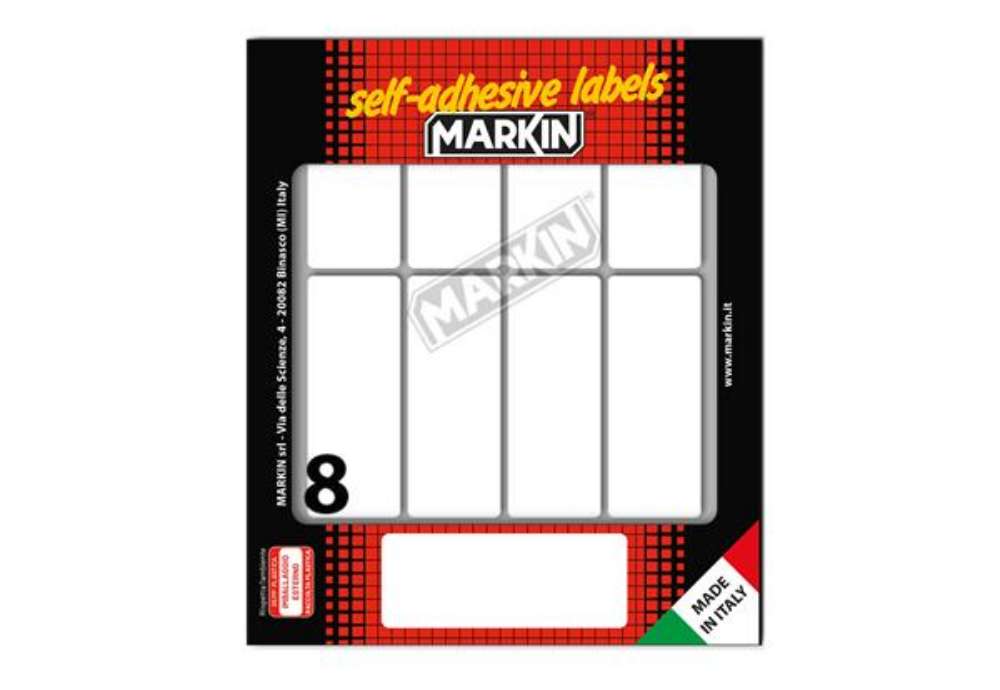 Immagine di Etichette adesive - in carta - permanenti - 70 x 27 mm - 8 et/fg - 10 fogli - bianco - Markin