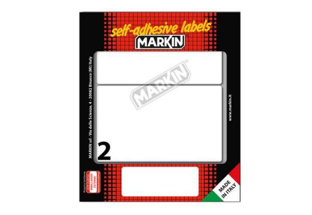 Immagine di Etichette adesive - in carta - permanenti - 115 x 70 mm - 2 et/fg - 10 fogli - bianco - Markin
