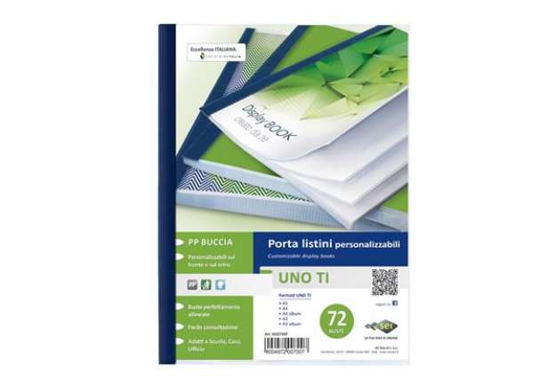 Immagine di Portalistini personalizzabile Uno TI - 22x30 cm - 72 buste - blu - Sei Rota