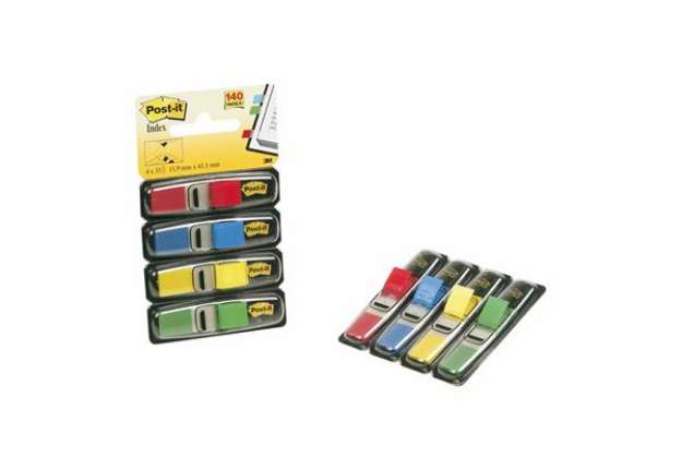 Immagine di Segnapagina Post-it Index Mini - 683-4 - 12 x 43,2 mm - 4 colori classici - Post-it - conf. 140 pezz