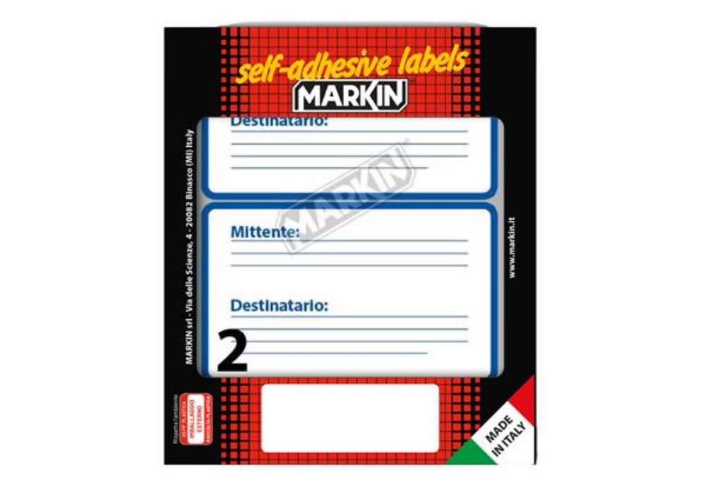 Immagine di Etichette adesive - in carta - permanenti - 115 x 70 mm - 2 et/fg - 10 fogli - mittente/destinatario