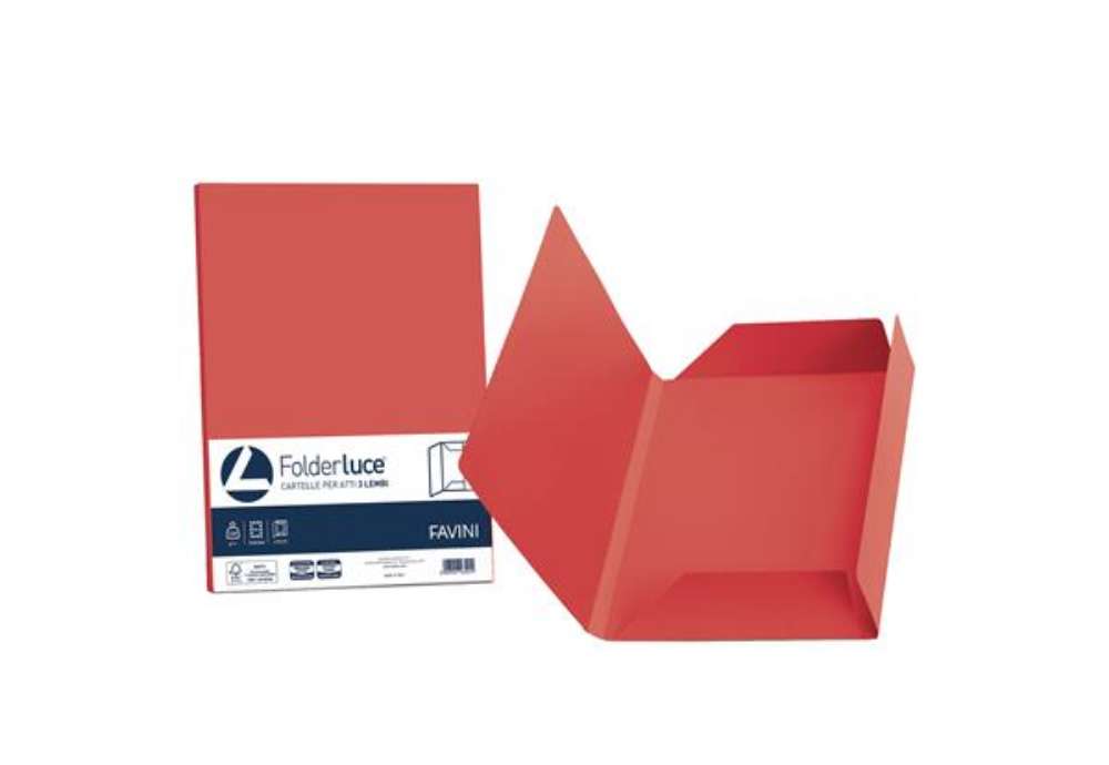 Immagine di Cartellina 3 lembi Luce - 200 gr - A4 - cartoncino bristol - rosso scarlatto - Favini - conf. 25 pez