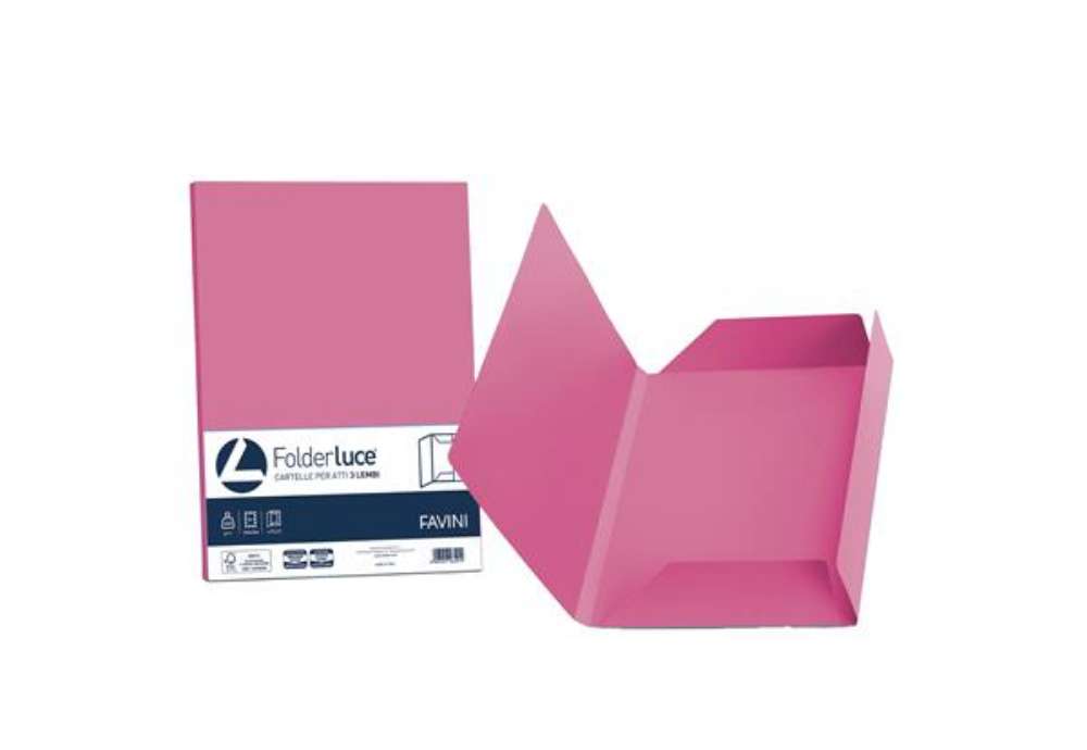 Immagine di Cartellina 3 lembi Luce - 200 gr - A4 - cartoncino bristol - ciclamino - Favini - conf. 25 pezzi