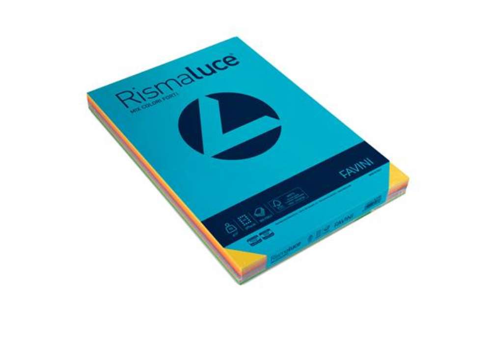 Immagine di Carta Rismaluce - A3 - 90 gr - mix 8 colori - Favini - conf. 300 fogli