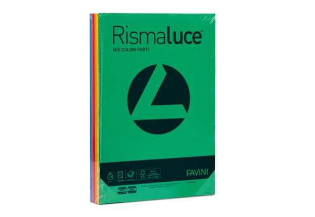 Immagine di Carta Rismaluce - A4 - 140 gr - mix 6 colori - Favini - conf. 200 fogli