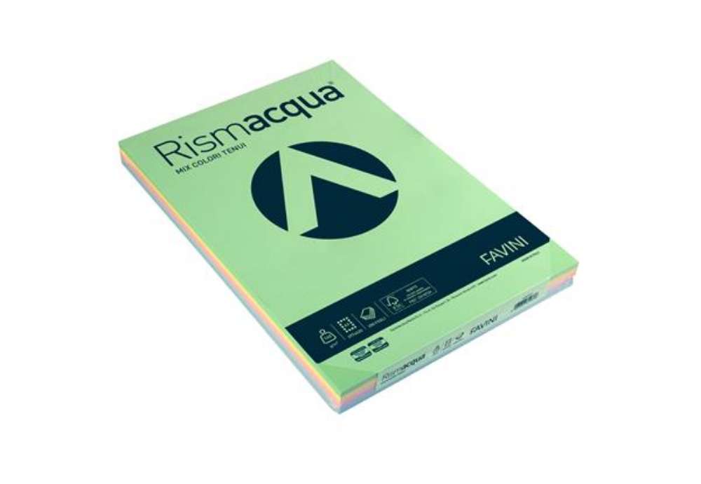 Immagine di Carta Rismacqua - A3 - 140 gr - mix 5 colori - Favini - conf. 200 fogli