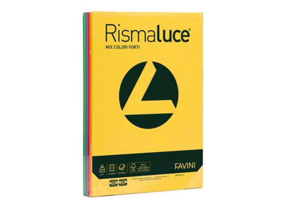 Immagine di Carta Rismaluce - A4 - 200 gr - mix 8 colori - Favini - conf. 125 fogli