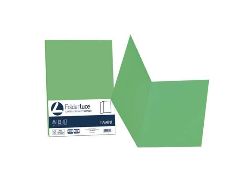 Immagine di Cartellina semplice Luce - 200 gr - A4 - verde - cartoncino bristol - Favini - conf. 50 pezzi