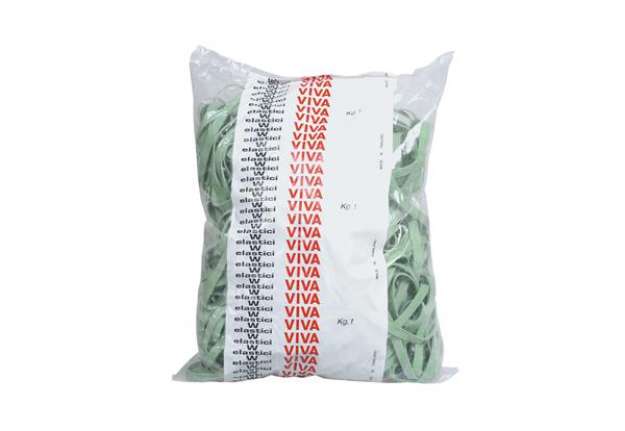 Immagine di Elastici fettuccia - diametro 7 x 0,5 cm - gomma - 1 kg - verde - Viva