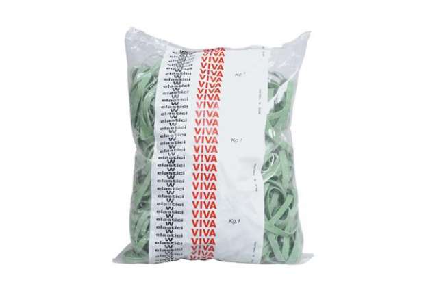 Immagine di Elastici fettuccia - diametro 12 x 0,8 cm - gomma - 1 kg - verde - Viva