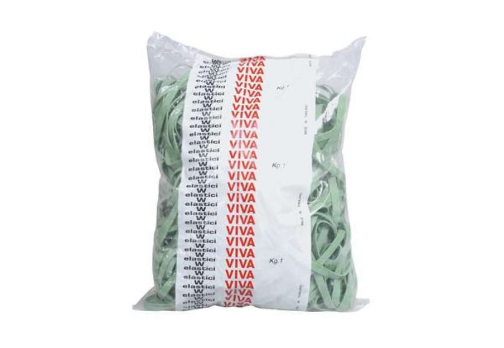 Immagine di Elastici fettuccia - diametro 15 x 0,8 cm - 1 kg - gomma - verde - Viva
