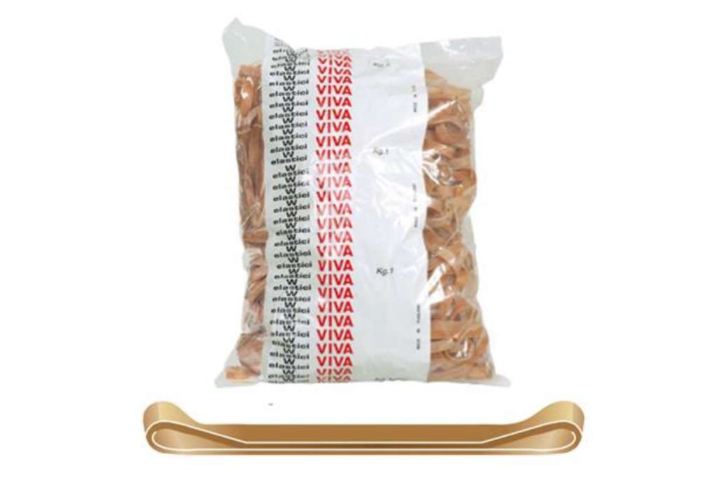 Immagine di Elastici fettuccia - diametro 15 x 0,8 cm - 1 kg - caucciù - avana - Viva