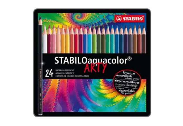 Immagine di Pastello Aquacolor 1624 - tratto 2,80 mm - colori assortiti - Stabilo - astuccio 24 pezzi
