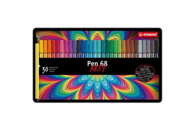 Immagine di Pennarelli Pen 68 - colori assortiti - Stabilo - scatola in metallo 30 pezzi