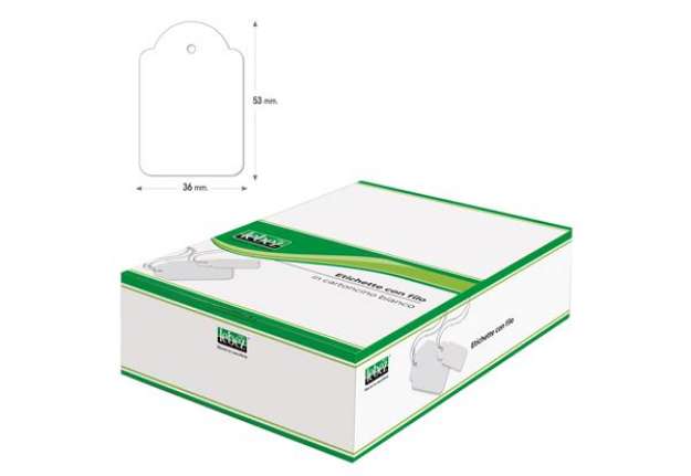Immagine di Etichette con filo A392 - 36 x 53 mm - bianco - Lebez - conf. 500 pezzi
