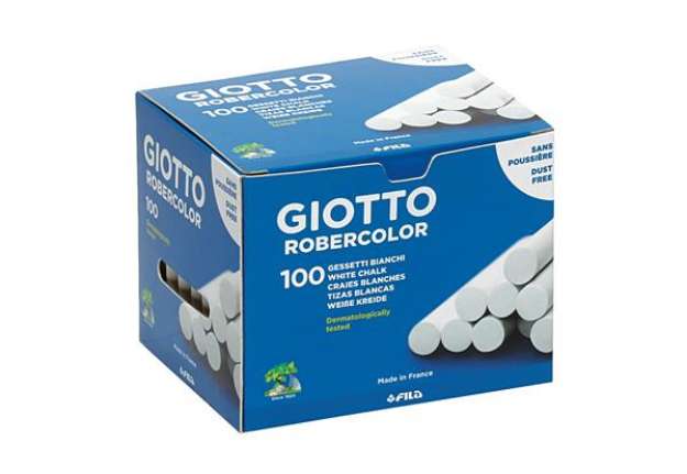 Immagine di Gessetti Robercolor - lunghezza 80mm con diametro 10mm - bianco - Giotto - Scatola 100 gessetti tond