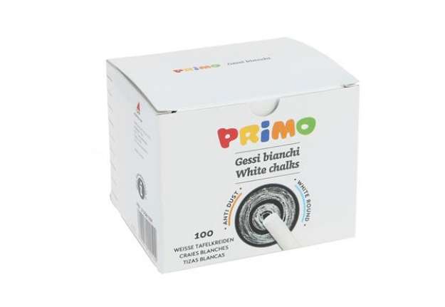Immagine di Gessetti tondi - ø 9x80 mm - bianco - Primo - Scatola 100 gessetti tondi