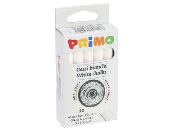Immagine di Gessetti tondi - ? 9x80 mm - bianco - Primo - Scatola 10 gessetti tondi