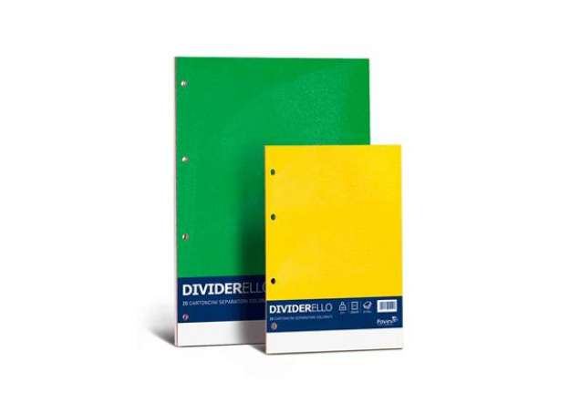 Immagine di Separatore Dividerello - cartoncino colorato 220 gr - A4 - mix 5 colori - Favini - set da 10 fogli