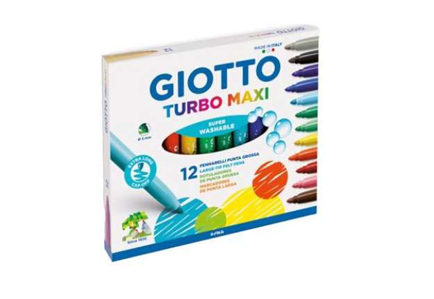 Immagine di Pennarelli Turbomaxi - punta ø5mm - colori assortiti - Giotto - astuccio 12 pezzi